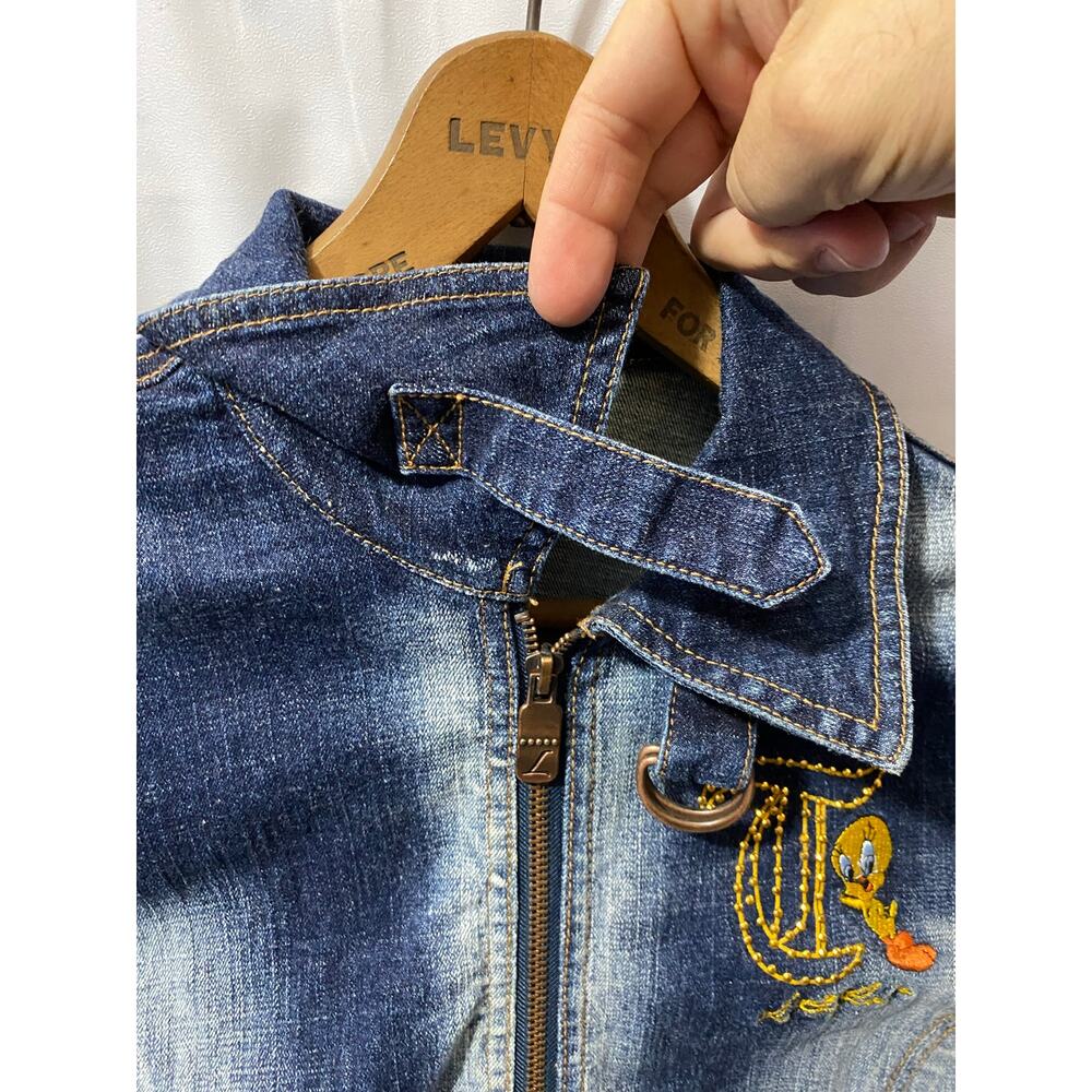 VTG Y2K LOONEY TUNES Tweety Bird Denim Jacket — Warner Bros Medium - Picture 9 of 13